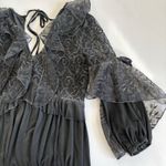 POL  Flowy Tiered Long Sleeve Mini Dress Women’s Small Black Romantic Boho Lace Photo 5