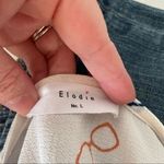 Elodie  Cream Peplum Bell Sleeve Eyeglasses Motif Blouse Size L Photo 5