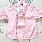 ZARA Pink Poplin Neck Tie Long Sleeve Blouse Small Photo 6