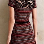 Anthropologie  Sparrow Sweater Dress Striped Fair Isle Short Sleeves Lace Medium Photo 0