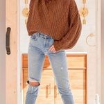 Lulus Oh What A Feeling Cable Knit Turtleneck Sweater Brown Size M Photo 0