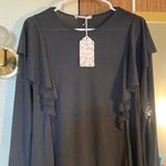 Honey Belle NWT Sheer Linen Ruffle Tunic Long sleeve Blouse Size M/L Black Photo 0