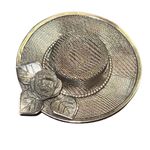 Vintage Silver Mesh Floral Hat Brooch Pin Costume Jewelry Photo 3