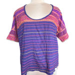 Denim & Supply Ralph Lauren  Embroidered Striped Boho Top Purple Medium Artsy Photo 0