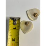 VTG Mother of Pearl Heart Earrings – Iridescent Polished Shell, 1.25", Set of 2 Photo 3