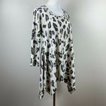 Premise  Tunic Top M Leopard Print Shark‎ Bite Hem 3/4 Sleeve Scoop Neck Photo 2