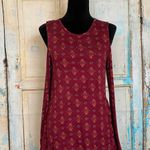 Xhilaration Burgundy Printed Peasant Tunic Top Cold Shoulder M Photo 1