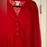 NWT Serengeti Size 1X Red Lace 3/4 Sleeve Henley Pintuck Pleated Tunic Top Photo 1