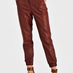 NWOT INC International Concept Faux Leather Joggers Pant High Waisted M Brown Size M Photo 0