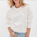 American Eagle NEW  Womens Crochet Embroidered White Floral Pullover Sweater sz L Photo 1