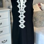 J Howard Black Shift Dress White Embroidered Lace Womens Holiday Party Office 12 Photo 2