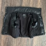 ZARA Faux Leather Cropped Puffer Vest in Black Size XS Photo 4