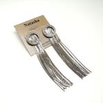 NWT Natasha Silver Tone Fringe Dangle & Pave Rhinestone Earrings Cocktail Photo 3