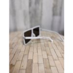 White Oversized Square Sunglasses Retro Shield Frame Photo 3