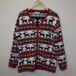 Merry Christmas Womens Cardigan Knit Sweater Holiday Long Sleeve Red Size Large Photo 3