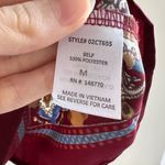 Sienna Sky  Maroon/Blue/Tan Paisley Print Short Sleeve Blouse, Size Medium Photo 7