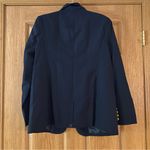 Lands' End  Women's Hopsack Blazer Size 14 deep navy padded shoulder Photo 1