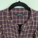 Madewell  Women's Purple Plaid Ruffle Front Button Up Blouse Size S Photo 4