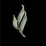 Vintage Estate Silver Tone Leaf Powder Blue Enamel Leaves Brooch Pin Photo 1