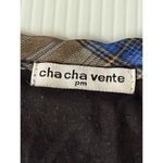 cha cha vente Cha Cha‎ Vente Plaid Tunic Top Layering Piece Blue Tan Short Sleeve PM Photo 1