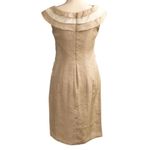 London Style Collection Layered Pleated Cocktail Dress Mother of Bride 16 Beige Tan Photo 3