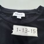 Evereve Shirt Womens XS Black Puff Sleeve Lace Contrast Knit Top Pullover Photo 3