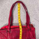 Women's Red Leather Shoulder Bag Woven Design Casual Handbag Photo 12