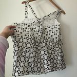 W By Worth NEW NWT Off White Black Border Print Criss Cross Strap Blouse Tank 10 Photo 8