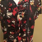 Emma James  Floral Black Multi Color Short Sleeve Ruffle Button-up Blouse Top  14 Photo 4