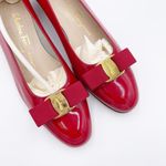 Salvatore Ferragamo Vintage  Boutique Red Patent Leather Vara Bow Pumps 9.5 AAA Photo 3