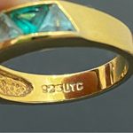 SUZANNE SOMERS 925 Gold Emerald Green Trilliant CZ Cubic Zirconia Ring Size 8 Photo 14