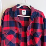 Aerie  Lumber Jane Flannel Shirt Red/Navy Blue Buffalo Plaid LS Shirt Size Large Photo 0