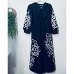 Chico's NEW Poplin Soutache Embroidered Maxi Dress Black Maxi Sz 4 Belt Pockets Photo 3