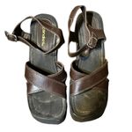 Candie's Vintage Rare Y2K Wooden Platform Leather Sandals Size 9 Photo 3