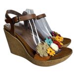 BioStep Floral Embellished detail cork Wedge heels leather size 8 boho chic girl Photo 5