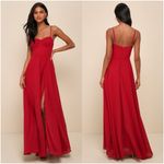 Lulus LULU’S Cause For Commotion Red Pleated Bustier Maxi Dress Photo 1