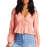 Billabong Time Goes By Long Sleeve Blouse Top Size Large Photo 0