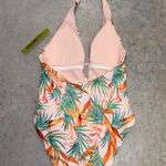 Gianni Bini NWT Pastel Pink Tropical Print Halter Top One Piece Swim Suit Beach Photo 4