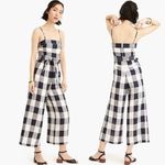 J.Crew Wide Leg Linen Jumpsuit in Gingham Beauchamps Belted Size 2 Preppy Photo 4