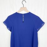 Adrianna Papell Gauzy Crepe Corkscrew Shift Drape Dress Blue Sapphire Size 4 Photo 5