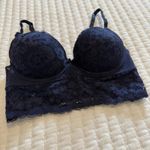 Adore Me Adored by  32C Longline Underwire Floral Lace Demi Cup Bra Blue Black Photo 10