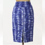 Anthropologie Eva Franco Blue Motif Tie Dye Araca Pencil Skirt Size 14 EUC! Photo 1