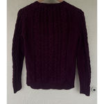 LL Bean Women’s Purple Cable Knit Sweater Size Small Long Sleeve Thick Chunky Photo 2