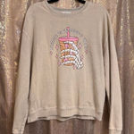 Topshop Dyed Tan Pink Printed Coffee & Chaos Custom Sweater Medium Photo 0