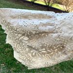 Entro  Top Floral Lace Mesh Cream Lace-Up Bell Sleeve Blouse Photo 12