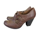 b.o.c Brown Leather Heeled Ankle Booties Buckle Monk Strap Women's 8.5 40 Born Photo 1