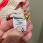 J.Crew  Striped Thermal Henley Top Neon Pink & Cream Size Medium Photo 7