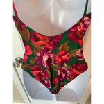 J Crew Emerald Green Bold Floral Ruffled Shoulder Swimsuit Size S Pink Photo 2