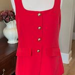 CICY Bell Red Dressy Vest Big Gold Buttons Flap Pockets New Photo 1