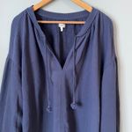 Aerie  Navy Blue V Neck Bishop Sleeve Sweatshirt Top Size Women's XL Photo 7